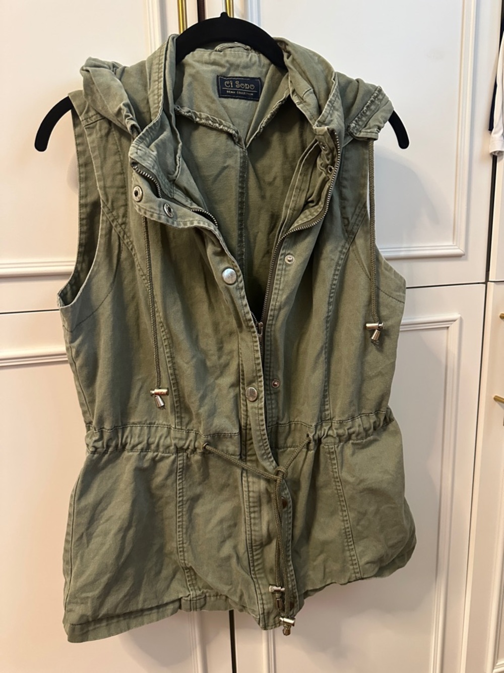 Ci Sono Olive Green Hooded Utility Vest